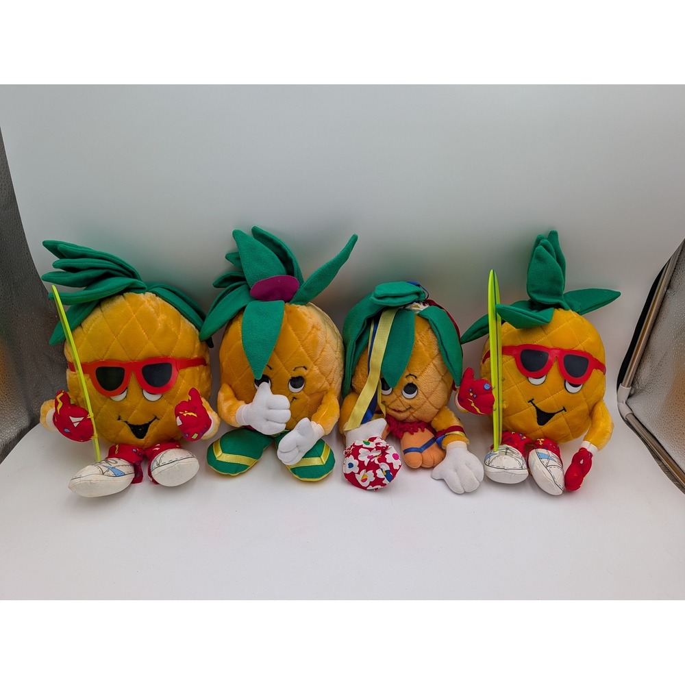 Dole PineyPals Plush Yellow Jammin Joey Pineapple Lot 4 Vintage 1992 Sunglasses